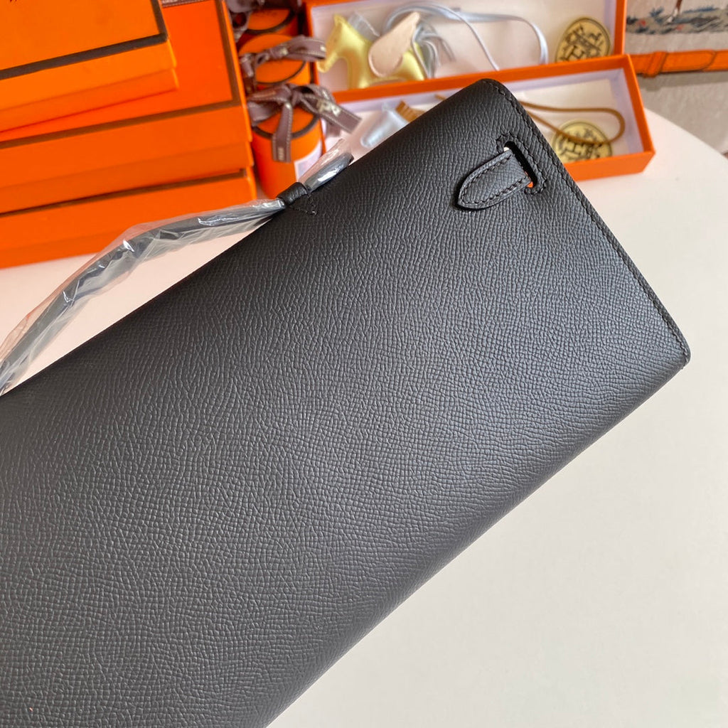 Hermes Kelly Cut 31 in Black Calfskin with Silver Hardware Bag