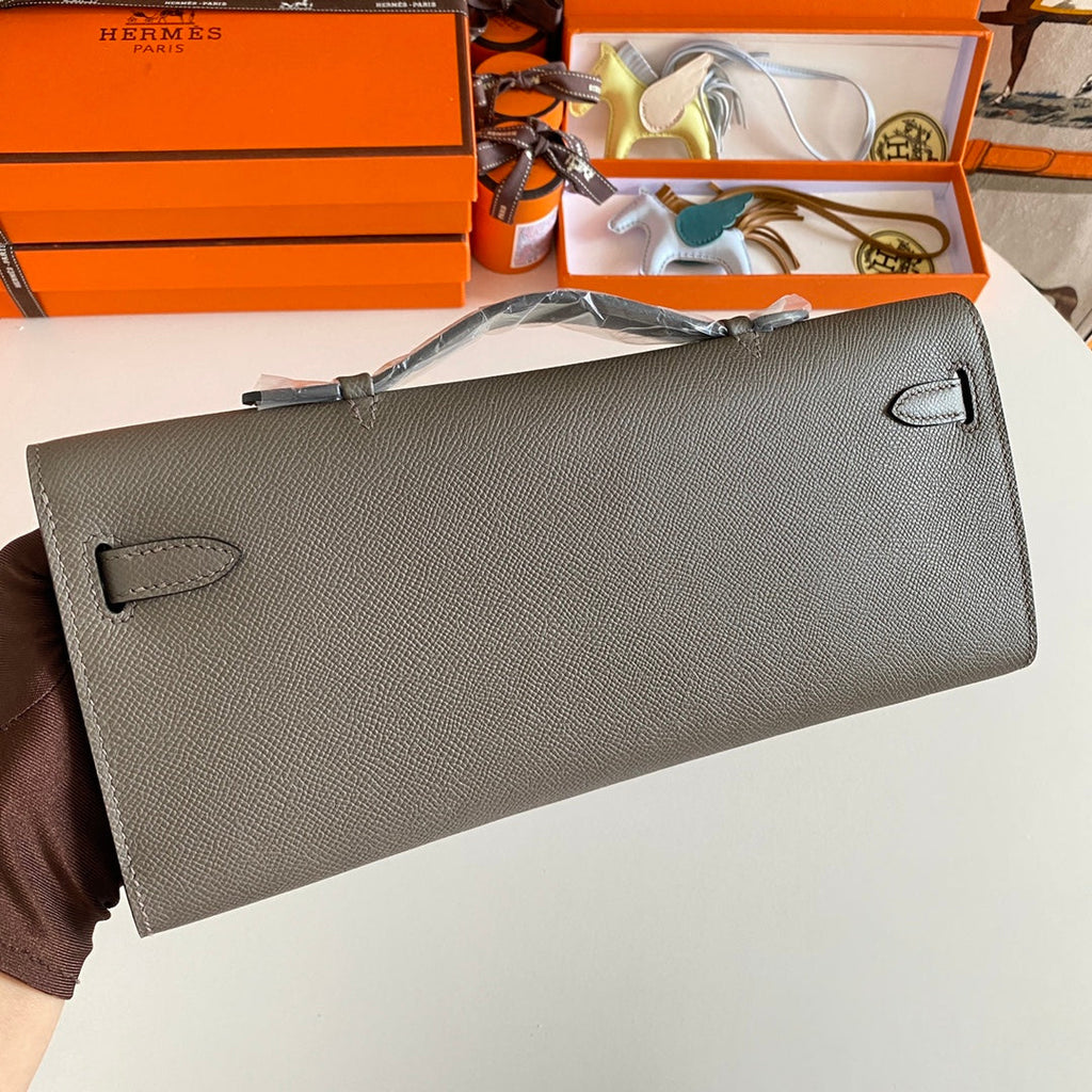 Hermes Kelly Cut 31 in Wood Brown Calfskin with Gold Hardware Bag