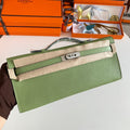 Hermes Kelly Cut 31 in Apple Green Calfskin with Silver Hardware Bag