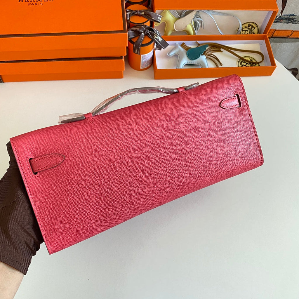 Hermes Kelly Cut 31 in Watermelon Pink Calfskin with Gold Hardware Bag