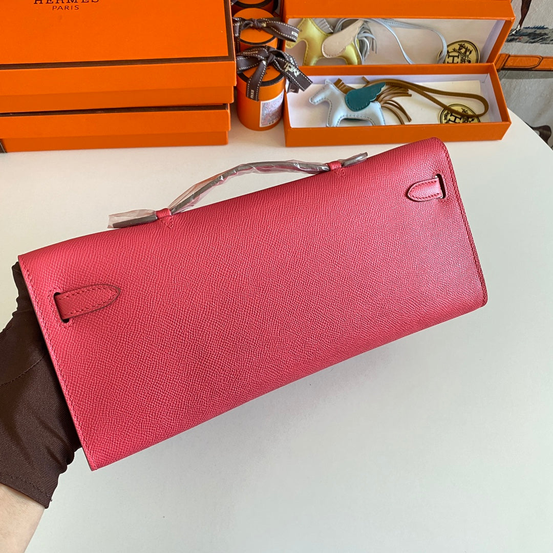 Hermes Kelly Cut 31 in Watermelon Pink Calfskin with Gold Hardware Bag
