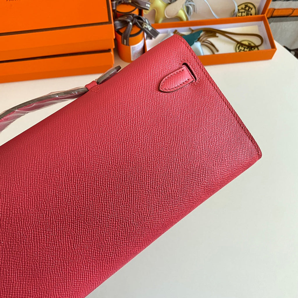 Hermes Kelly Cut 31 in Watermelon Pink Calfskin with Gold Hardware Bag