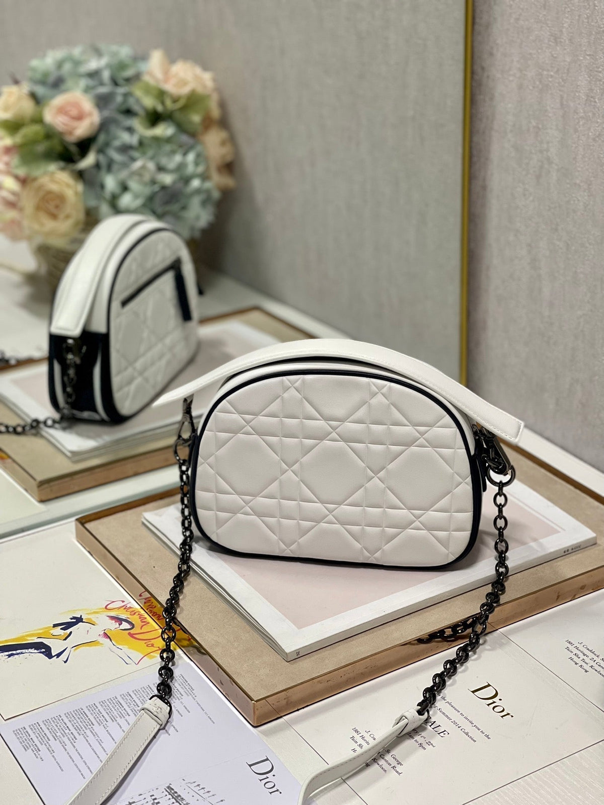 Dior Vibe Hobo 22 Bag in White Calfskin