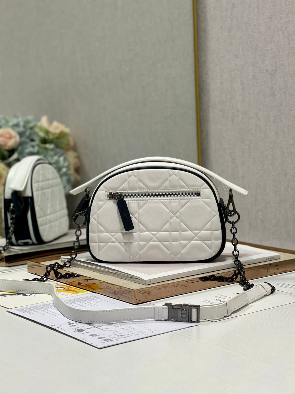 Dior Vibe Hobo 22 Bag in White Calfskin