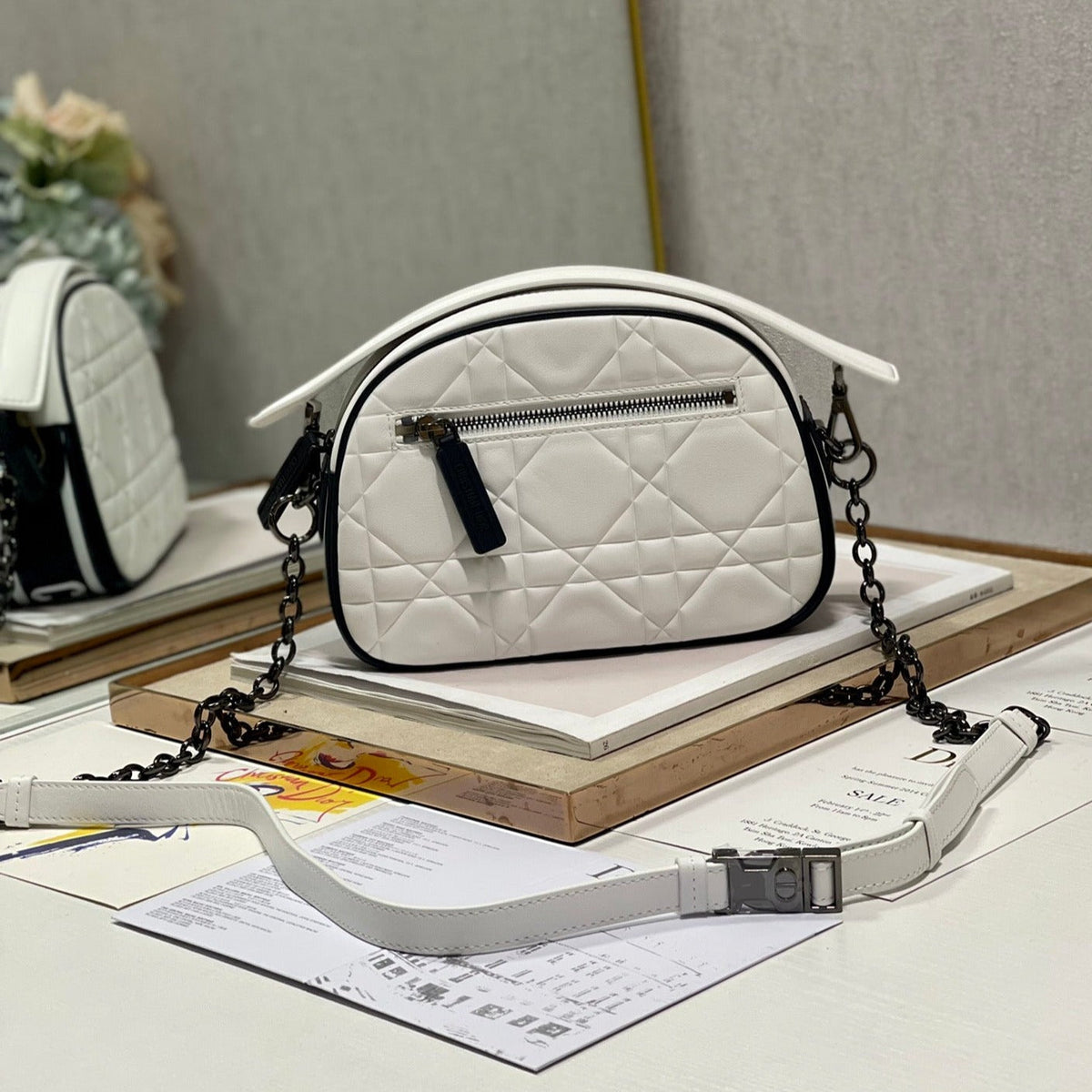 Dior Vibe Hobo 22 Bag in White Calfskin