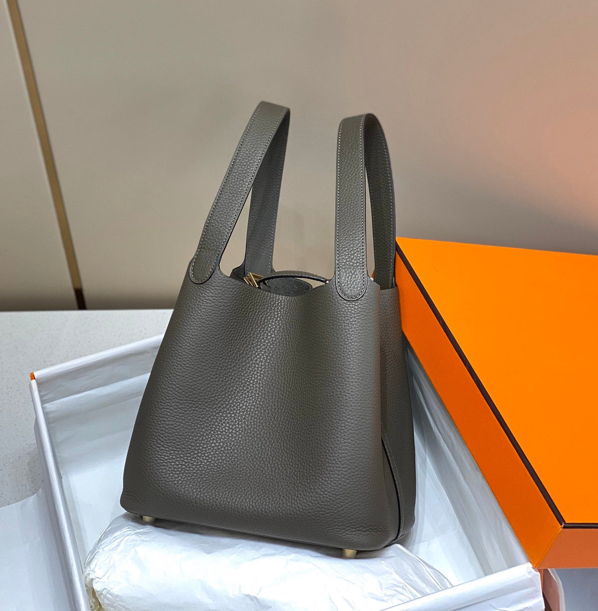 Hermes Picotin Lock 22 Chocolate Togo Ghw Bag