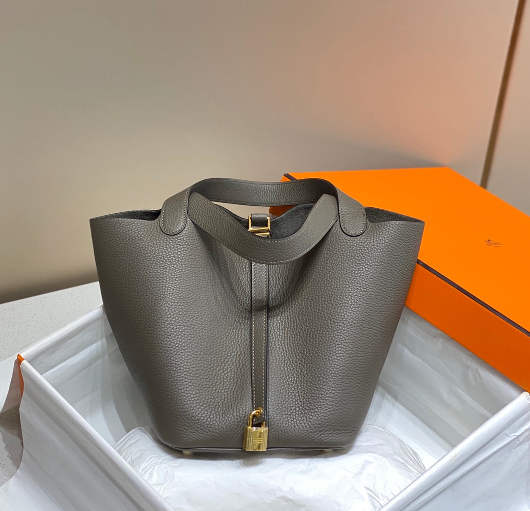 Hermes Picotin Lock 22 Chocolate Togo Ghw Bag