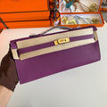 Hermes Kelly Cut 31 in Violet Purple Calfskin with Gold Hardware Bag