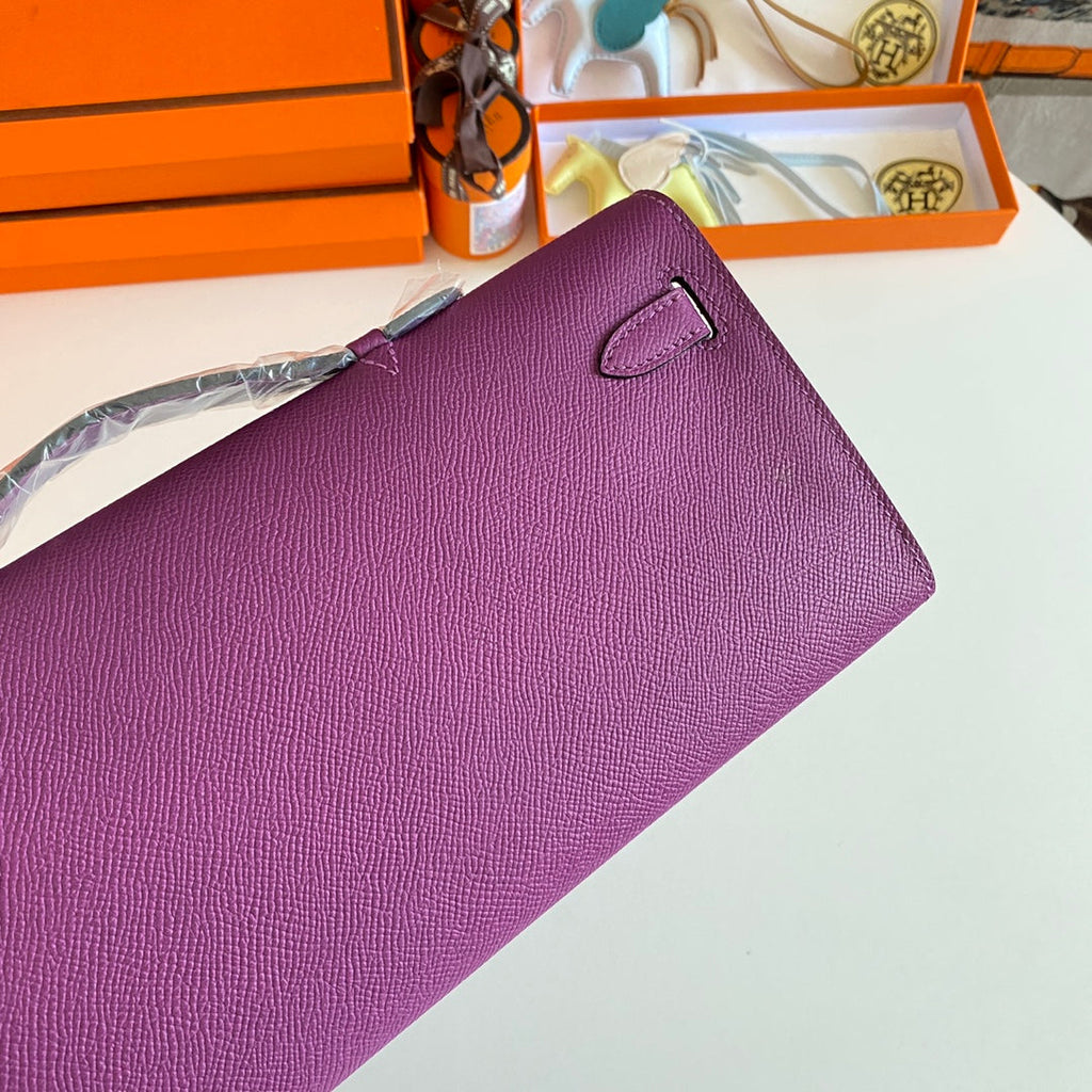 Hermes Kelly Cut 31 in Violet Purple Calfskin with Gold Hardware Bag