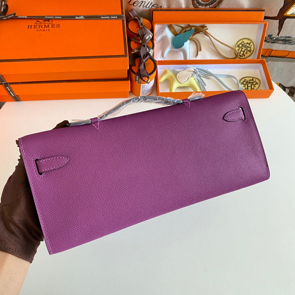 Hermes Kelly Cut 31 in Violet Purple Calfskin with Gold Hardware Bag