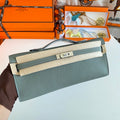 Hermes Kelly Cut 31 in Seafoam Green Calfskin with Silver Hardware Bag