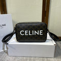 Celine Medium Messenger Bag 23 in Black Triomphe Canvas with Print