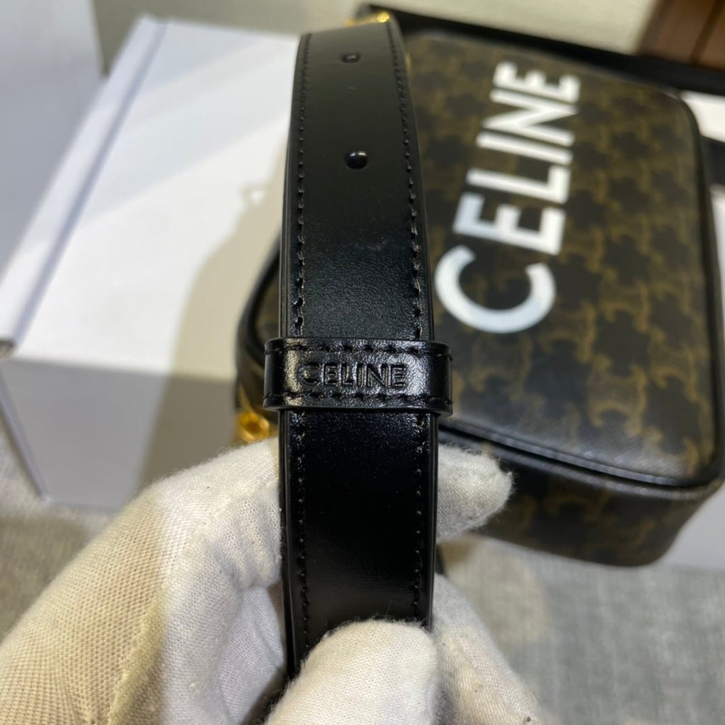 Celine Medium Messenger Bag 23 in Black Triomphe Canvas with Print