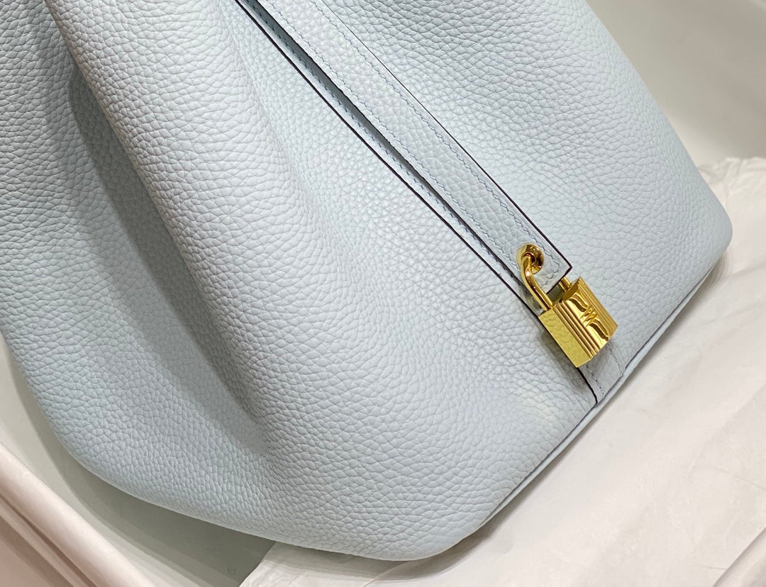 Hermes Picotin Lock 22 Light Blue Togo Ghw Bag