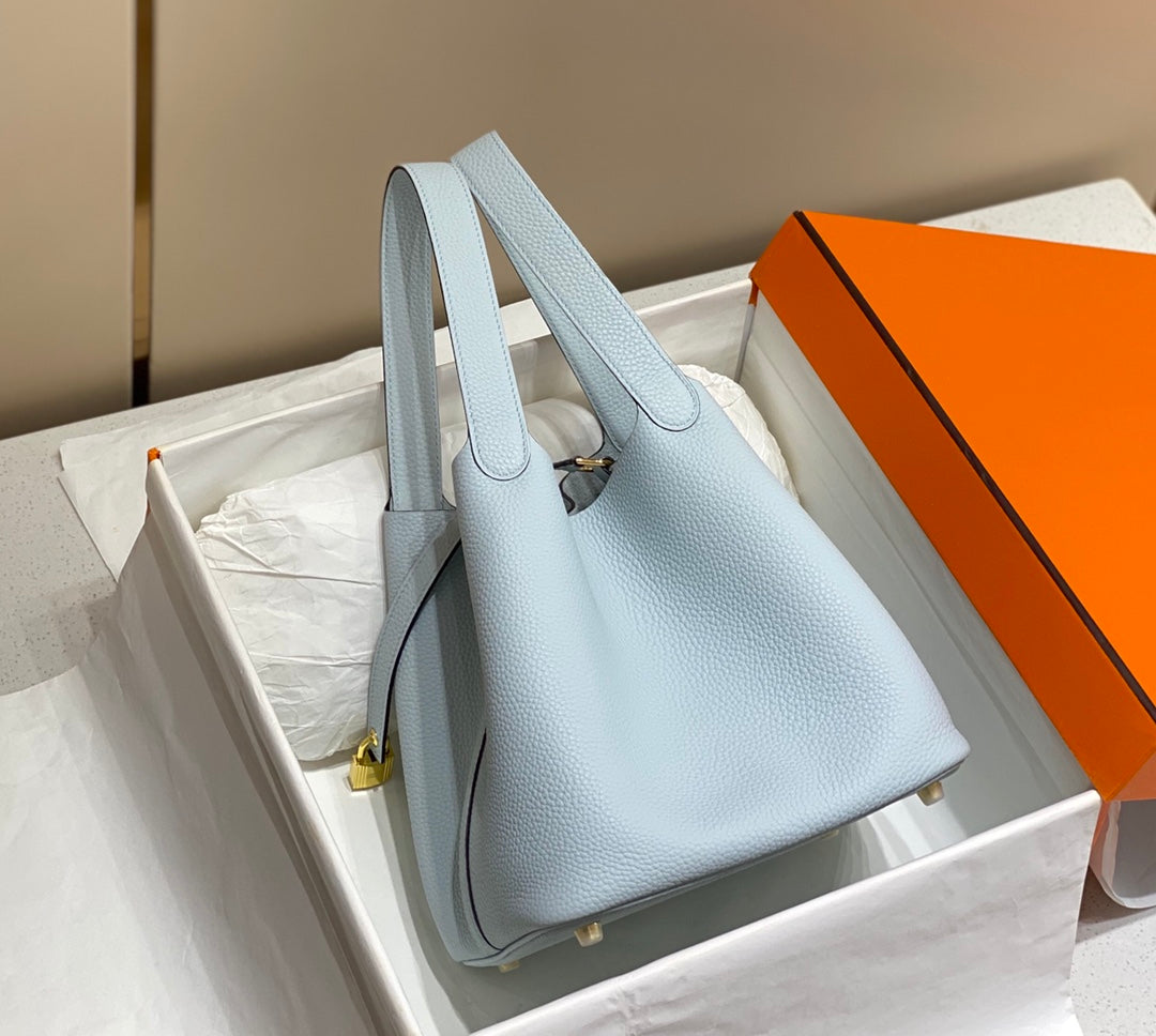 Hermes Picotin Lock 22 Light Blue Togo Ghw Bag