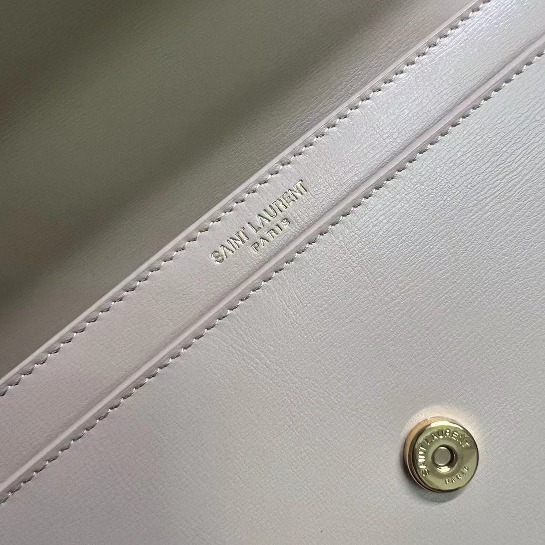 Saint Laurent Sunset Medium 22 in Beige Calfskin Gold Hardware Bag
