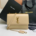 Saint Laurent Sunset Medium 22 in Beige Calfskin Gold Hardware Bag