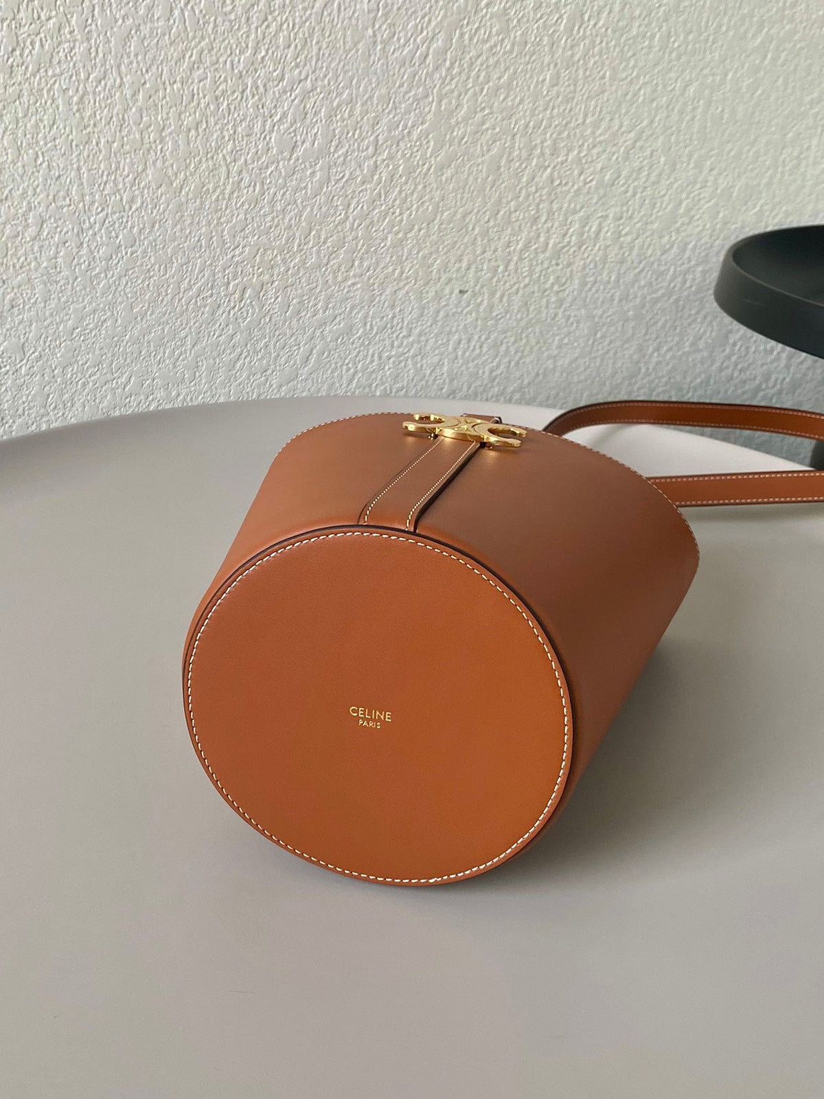Celine Triomphe 25 Bucket Bag Cinnamon Brown Calfskin