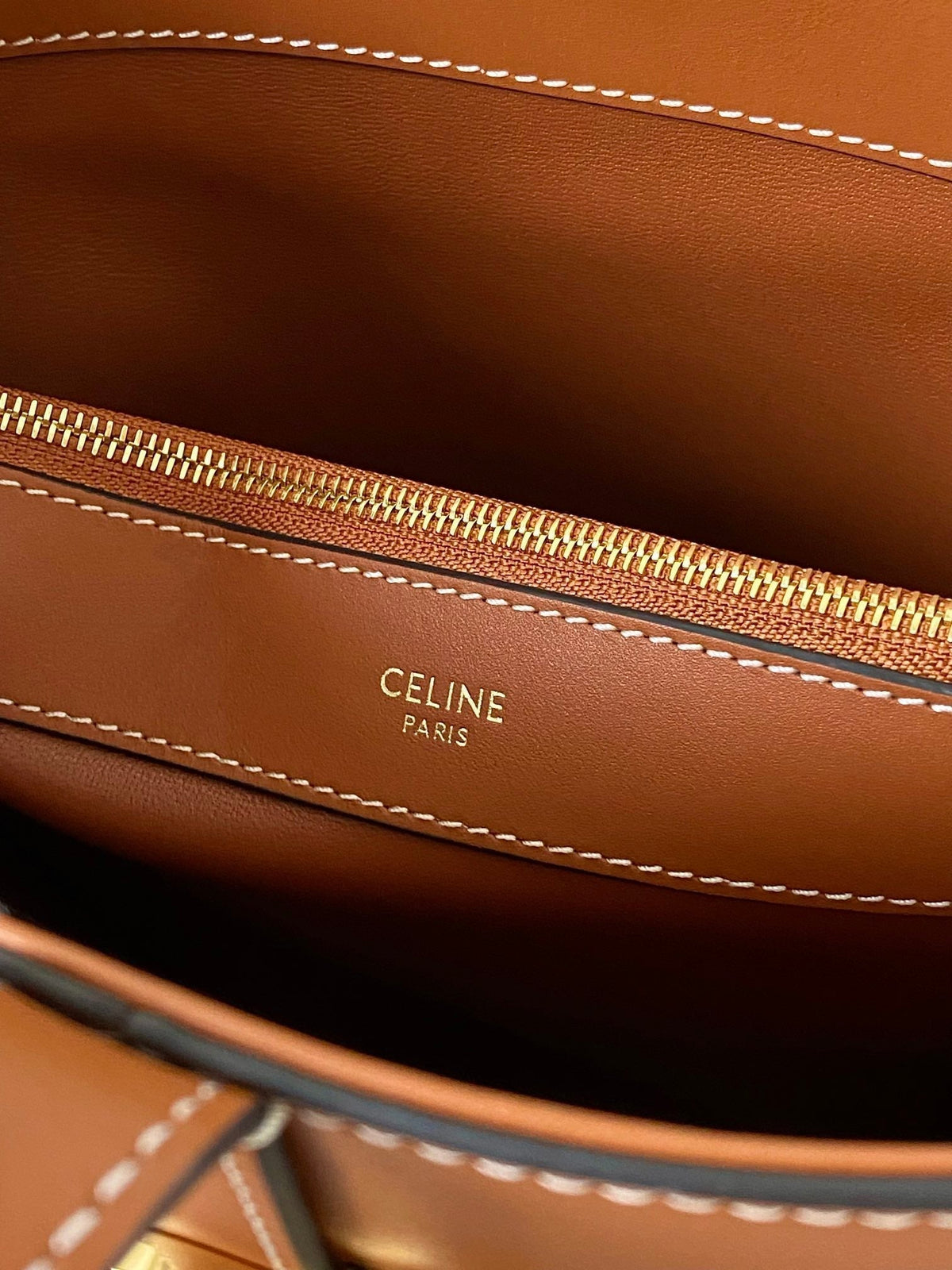 Celine Triomphe 25 Bucket Bag Cinnamon Brown Calfskin