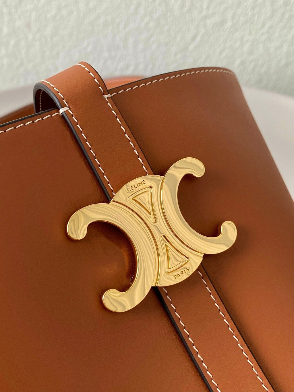 Celine Triomphe 25 Bucket Bag Cinnamon Brown Calfskin