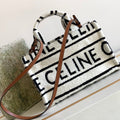 Celine Triomphe 26 Fabric White Black Bag