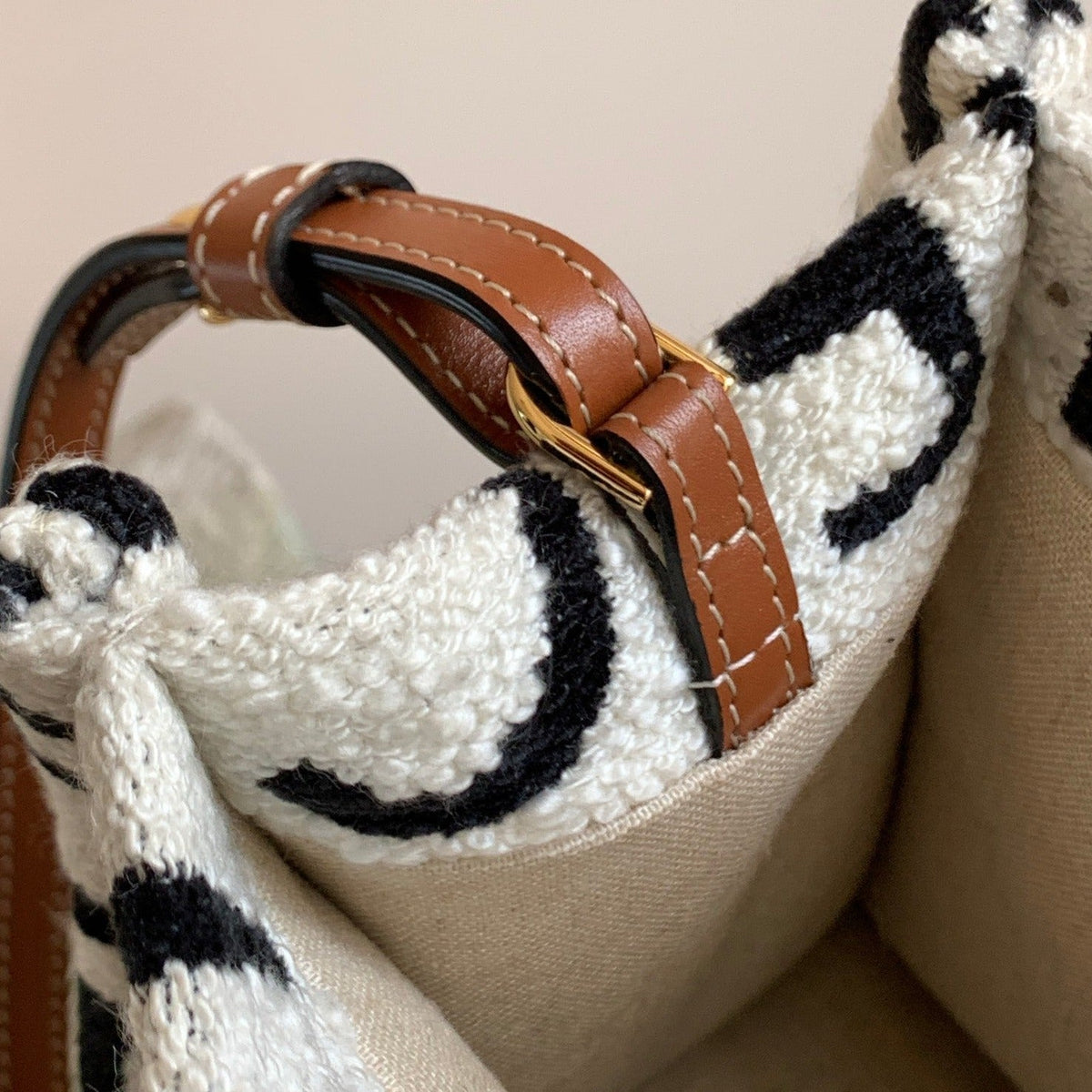 Celine Triomphe 26 Fabric White Black Bag
