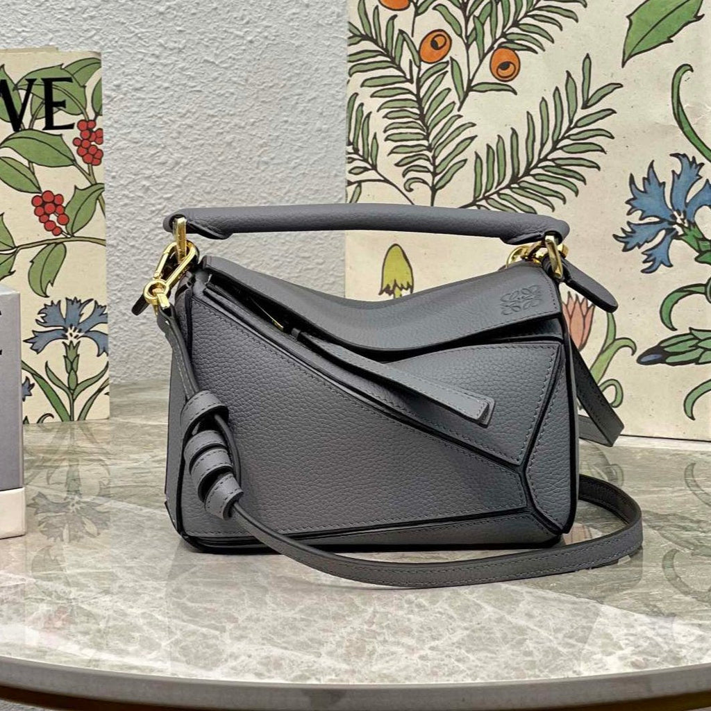 Loewe Mini 18 Puzzle Bag in Grey Calfskin