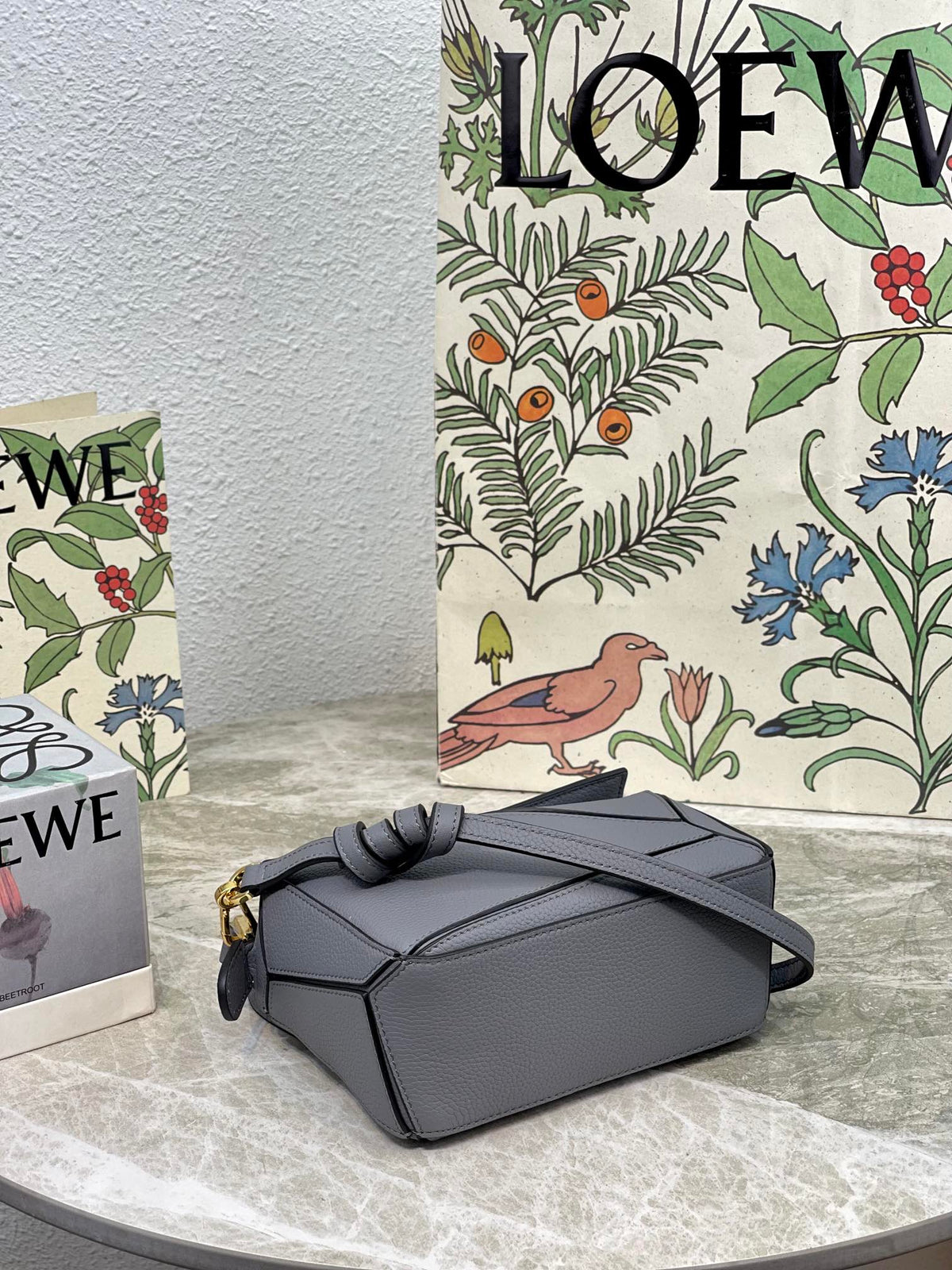 Loewe Mini 18 Puzzle Bag in Grey Calfskin