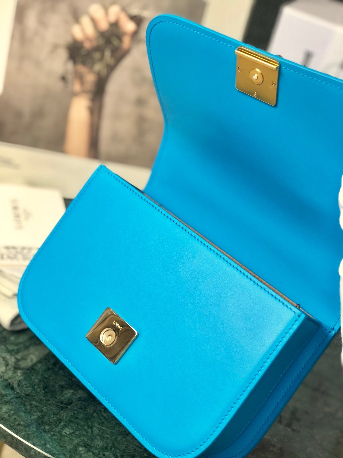 Loewe Goya Bag 18 in Cobalt Blue Silk Calfskin