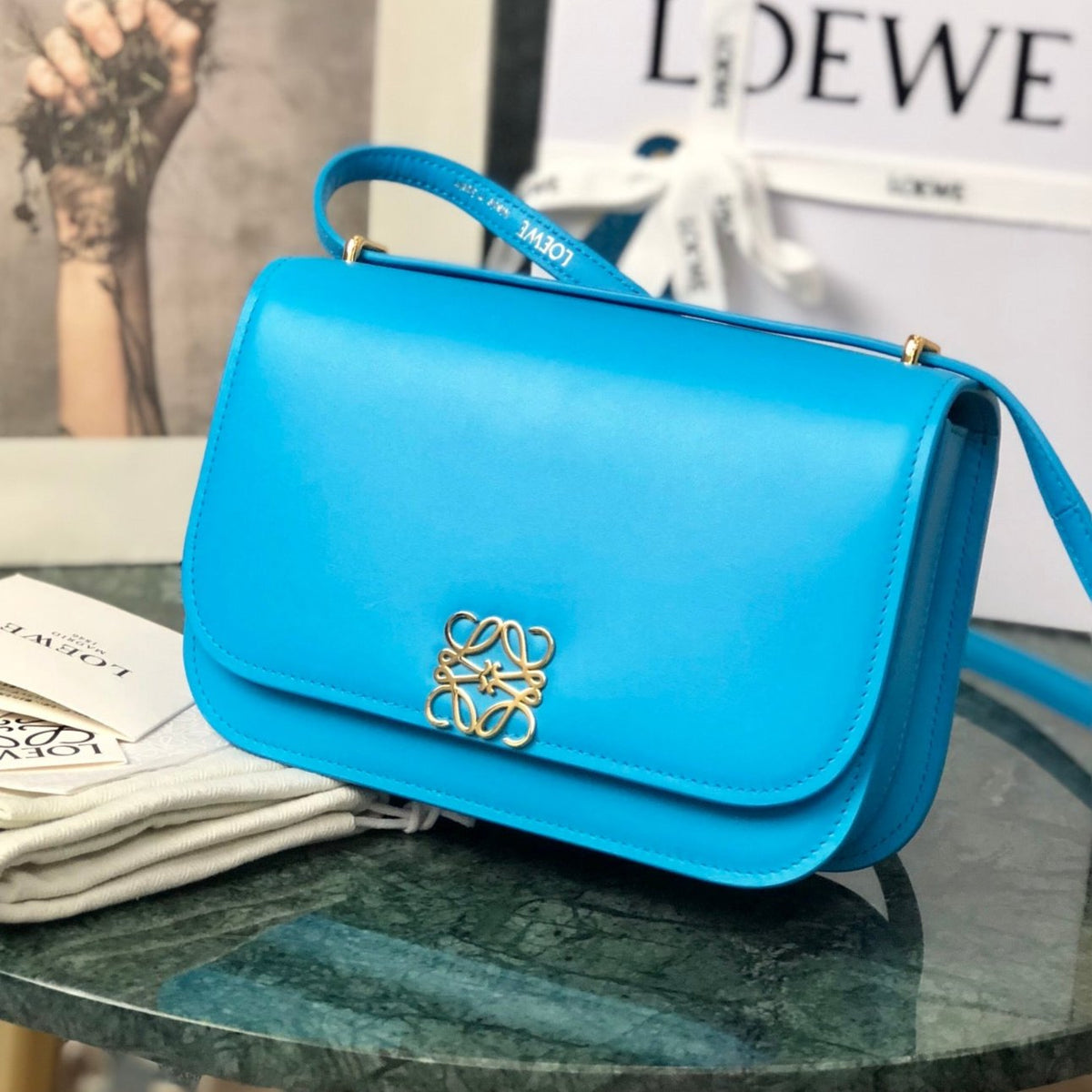 Loewe Goya Bag 18 in Cobalt Blue Silk Calfskin