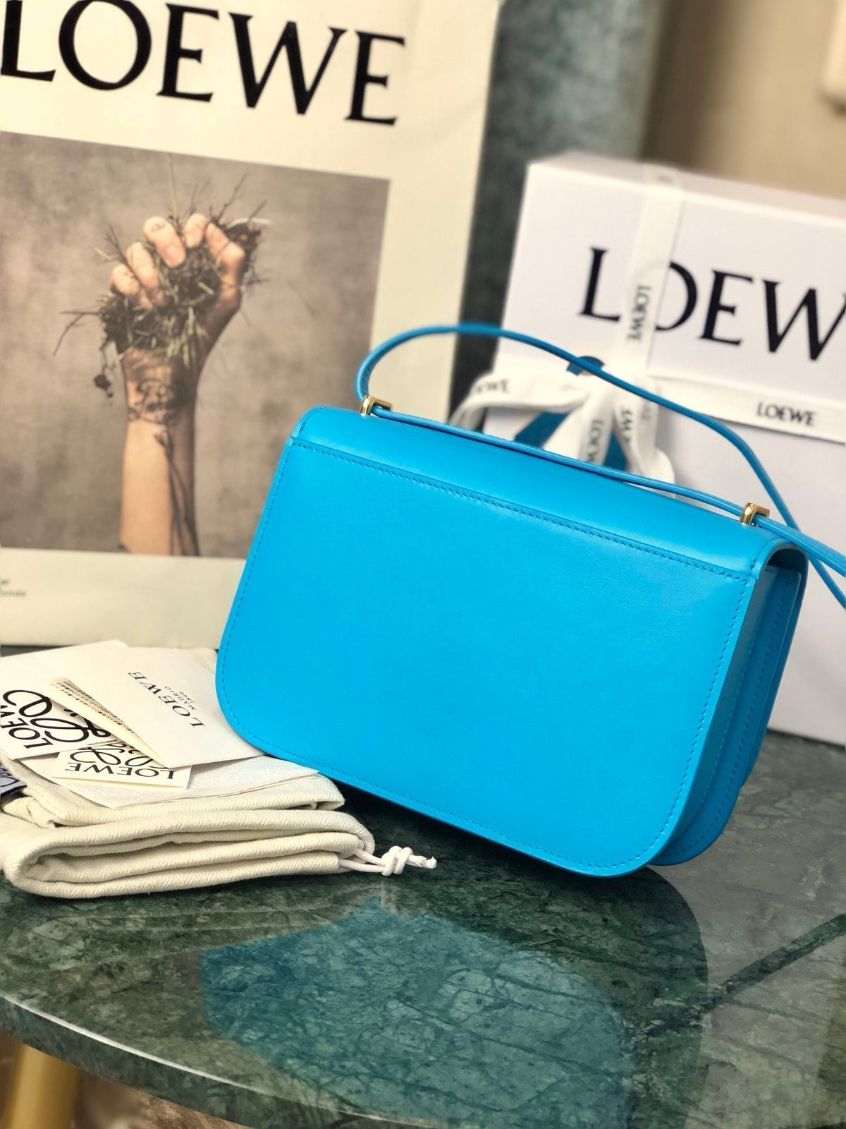 Loewe Goya Bag 18 in Cobalt Blue Silk Calfskin
