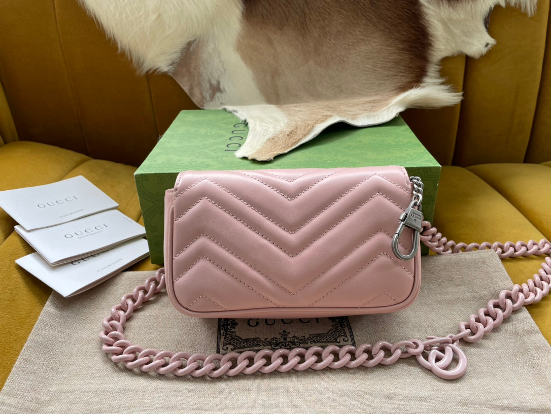 Gucci Marmont Mini Handbag 16 in Light Pink Calfskin