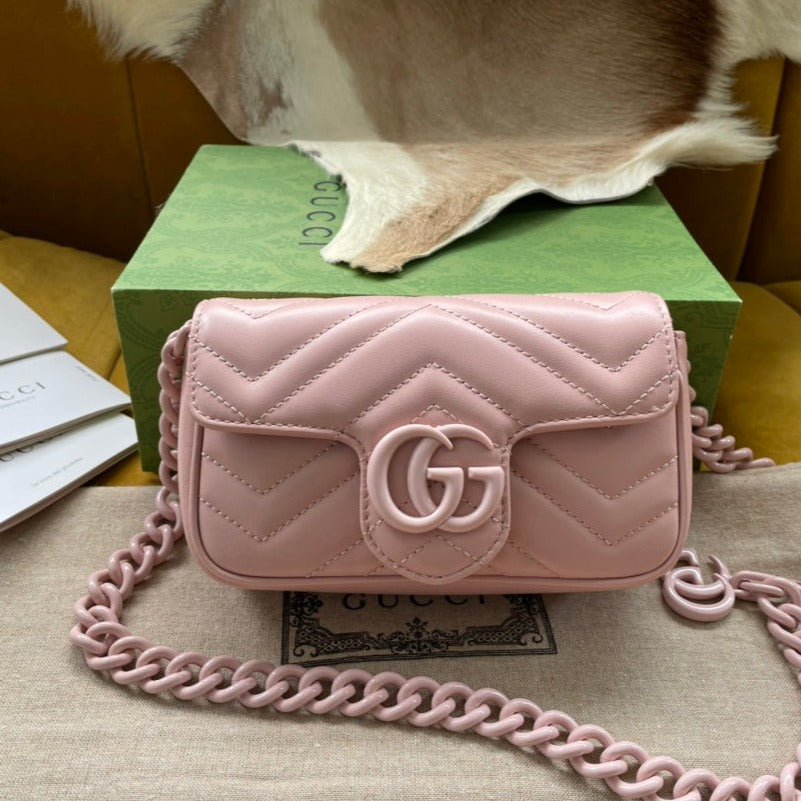 Gucci Marmont Mini Handbag 16 in Light Pink Calfskin