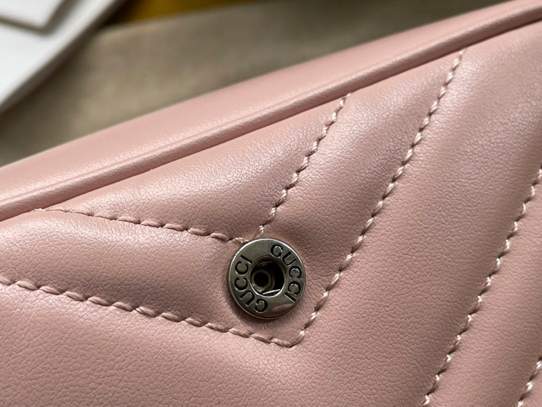 Gucci Marmont Mini Handbag 16 in Light Pink Calfskin