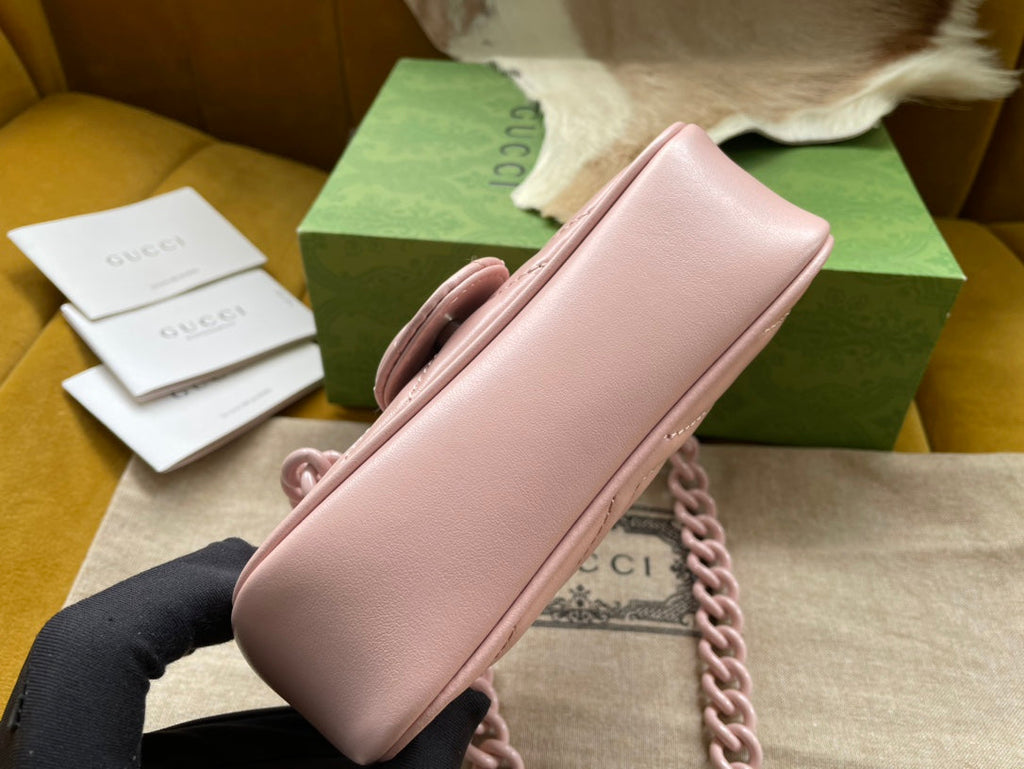 Gucci Marmont Mini Handbag 16 in Light Pink Calfskin