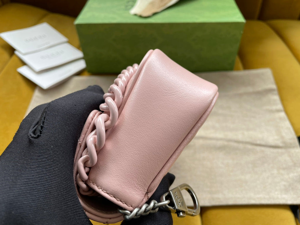 Gucci Marmont Mini Handbag 16 in Light Pink Calfskin