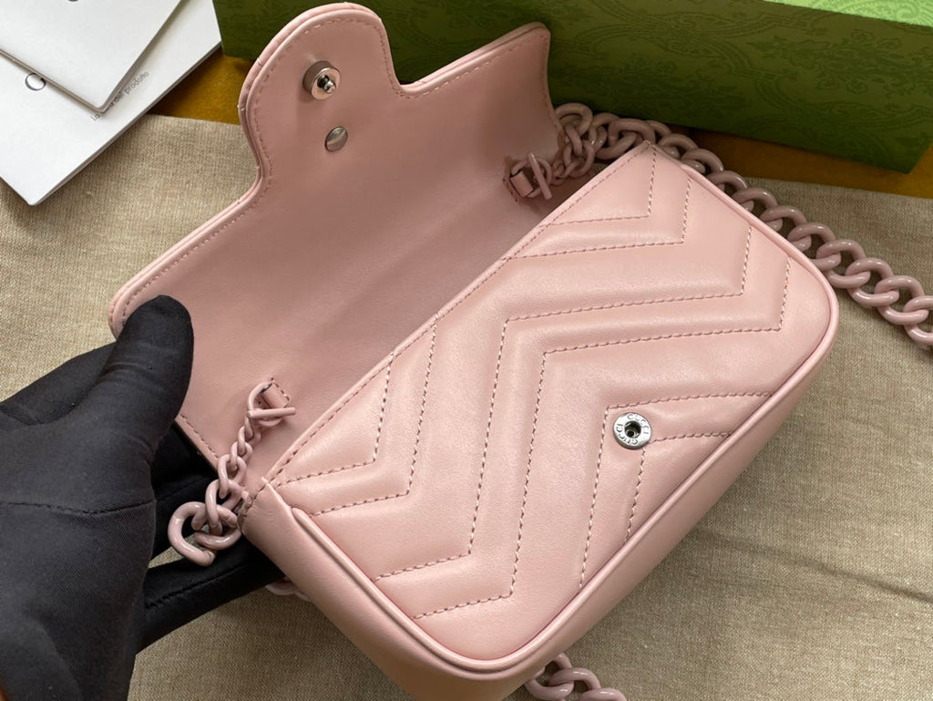 Gucci Marmont Mini Handbag 16 in Light Pink Calfskin