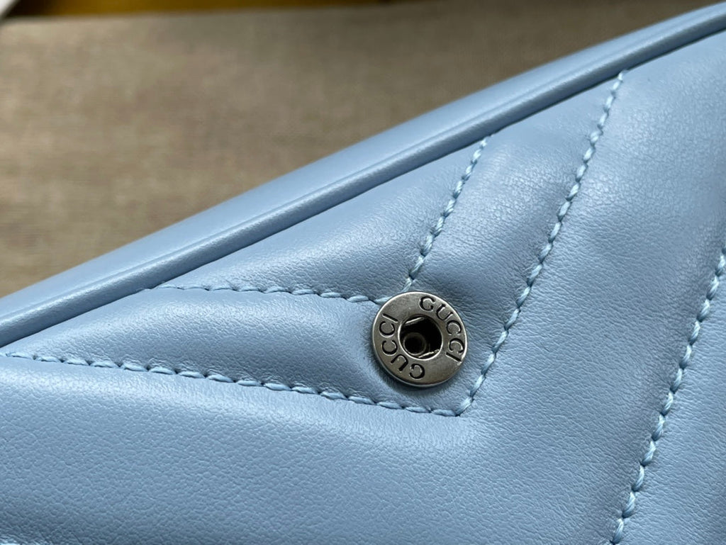 Gucci Marmont Mini Handbag 16 in Blue Pastel Calfskin