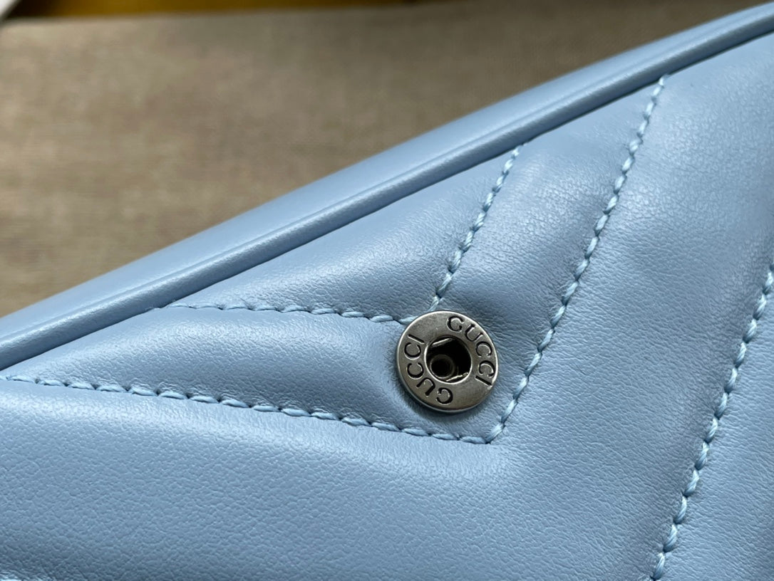 Gucci Marmont Mini Handbag 16 in Blue Pastel Calfskin