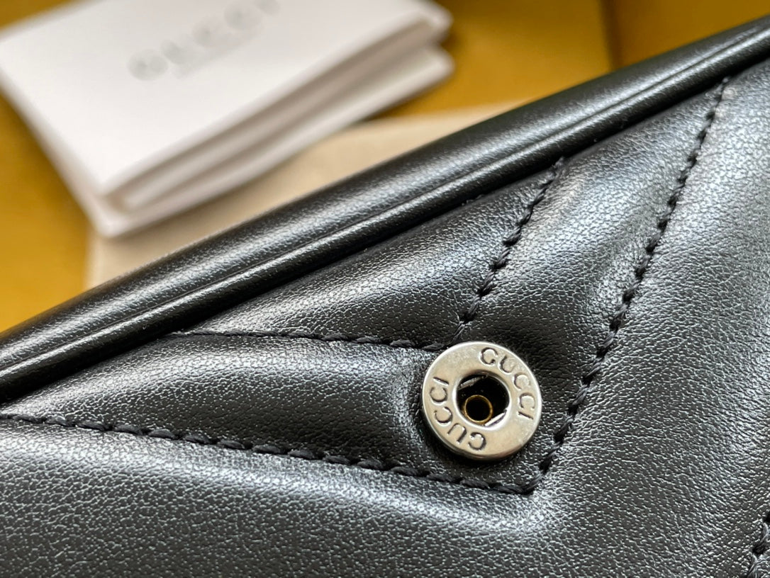 Gucci Marmont Mini Handbag 16 in Black Calfskin