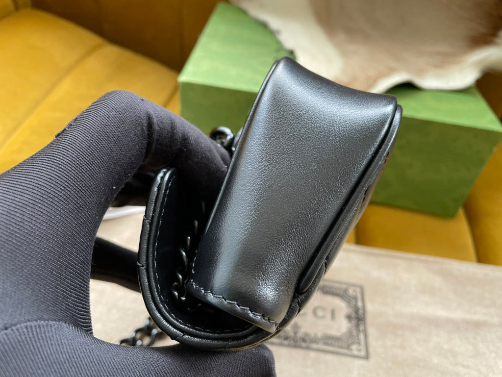 Gucci Marmont Mini Handbag 16 in Black Calfskin