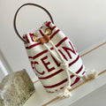 Celine Triphome 19 Embroidered Fabric White Red Bag