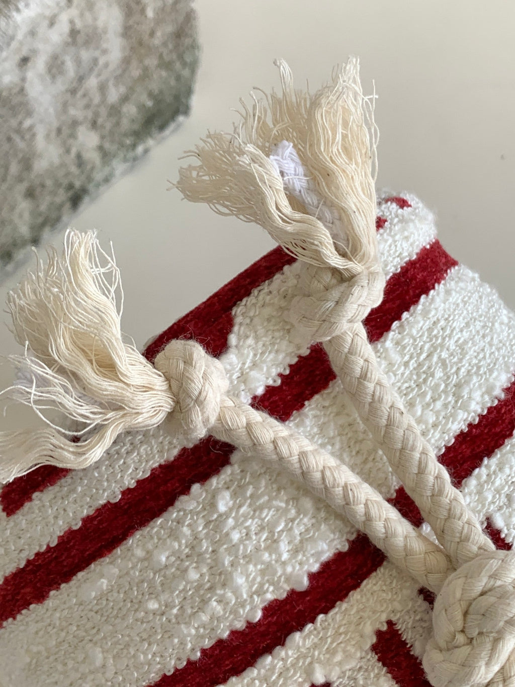 Celine Triphome 19 Embroidered Fabric White Red Bag