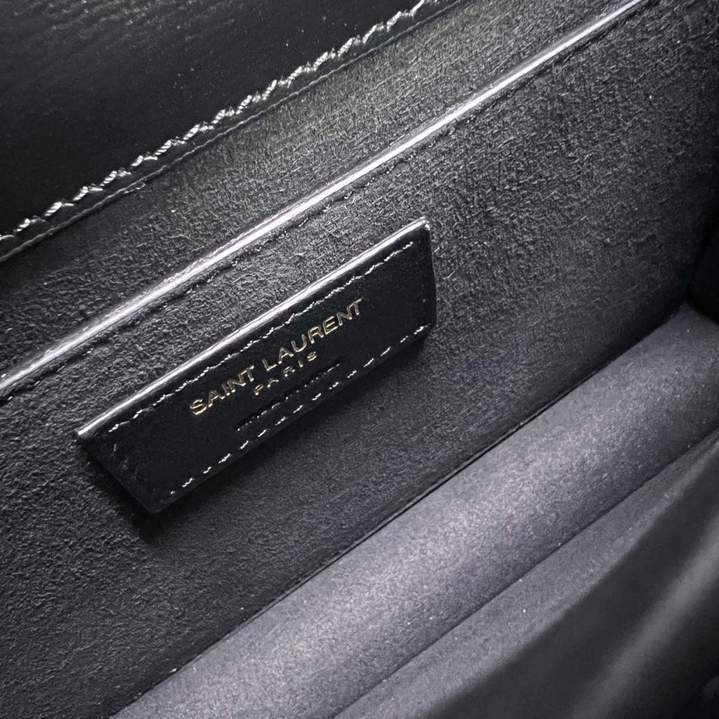 Saint Laurent Sunset Medium 22 in Black Calfskin Gold Hardware Bag