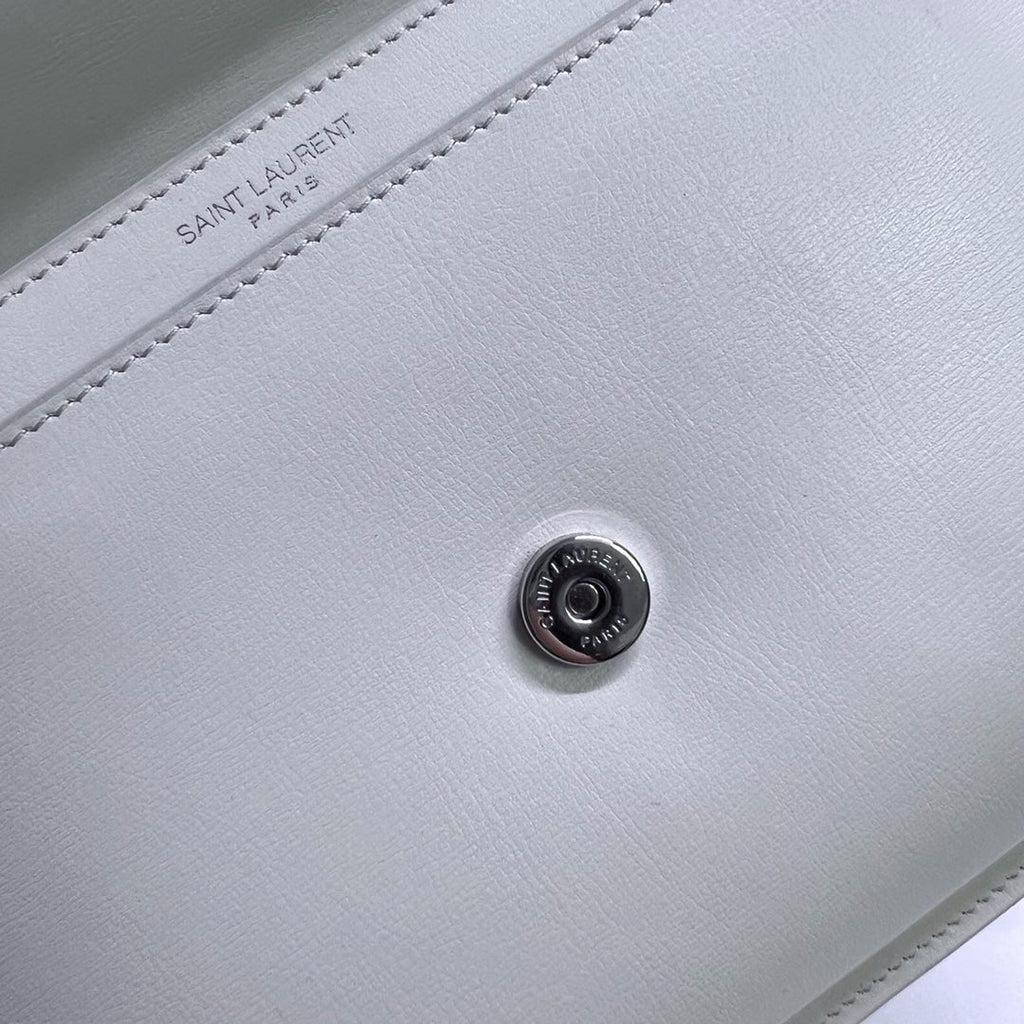 Saint Laurent Sunset Medium 22 in White Calfskin Silver Hardware Bag