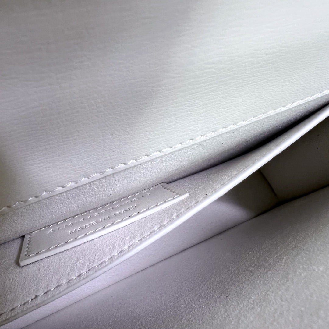 Saint Laurent Sunset Medium 22 in White Calfskin Silver Hardware Bag