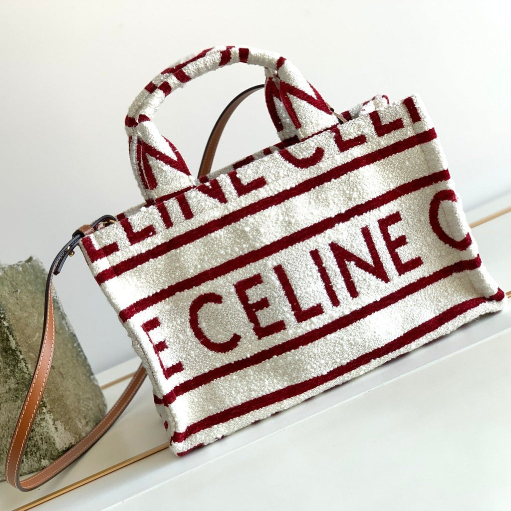 Celine Triomphe 29 Fabric White Red Bag