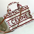 Celine Triomphe 29 Fabric White Red Bag
