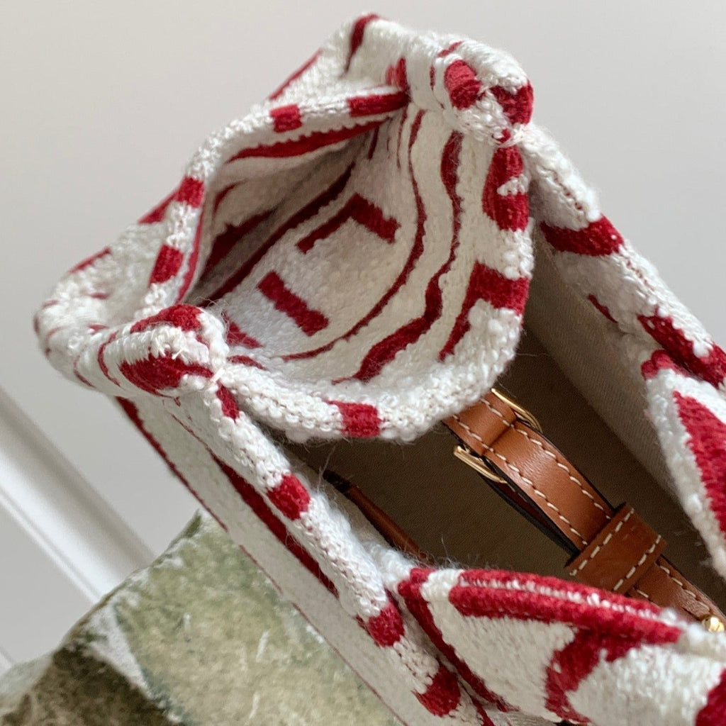 Celine Triomphe 29 Fabric White Red Bag
