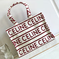 Celine Letter Tote Bag 41 Fabric White Red